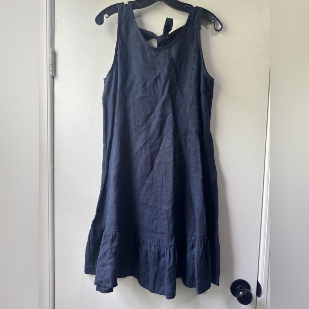 Terzo Millennia 100% Linen Tie Back Sleeveless Dress Sz S